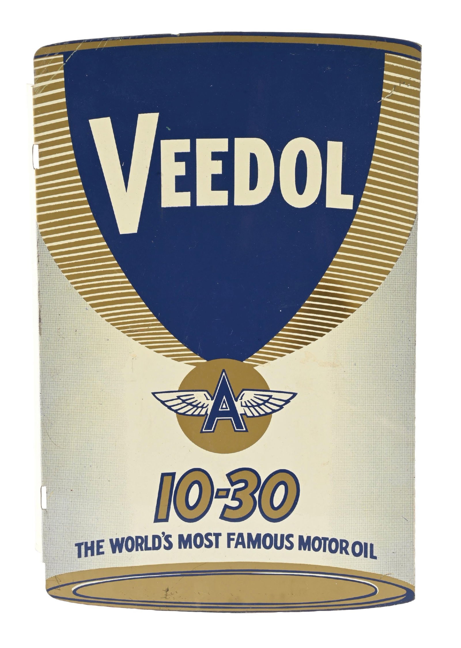 VEEDOL MOTOR OILS TIN SERVICE STATION FLANGE SIGN (1 of 2)