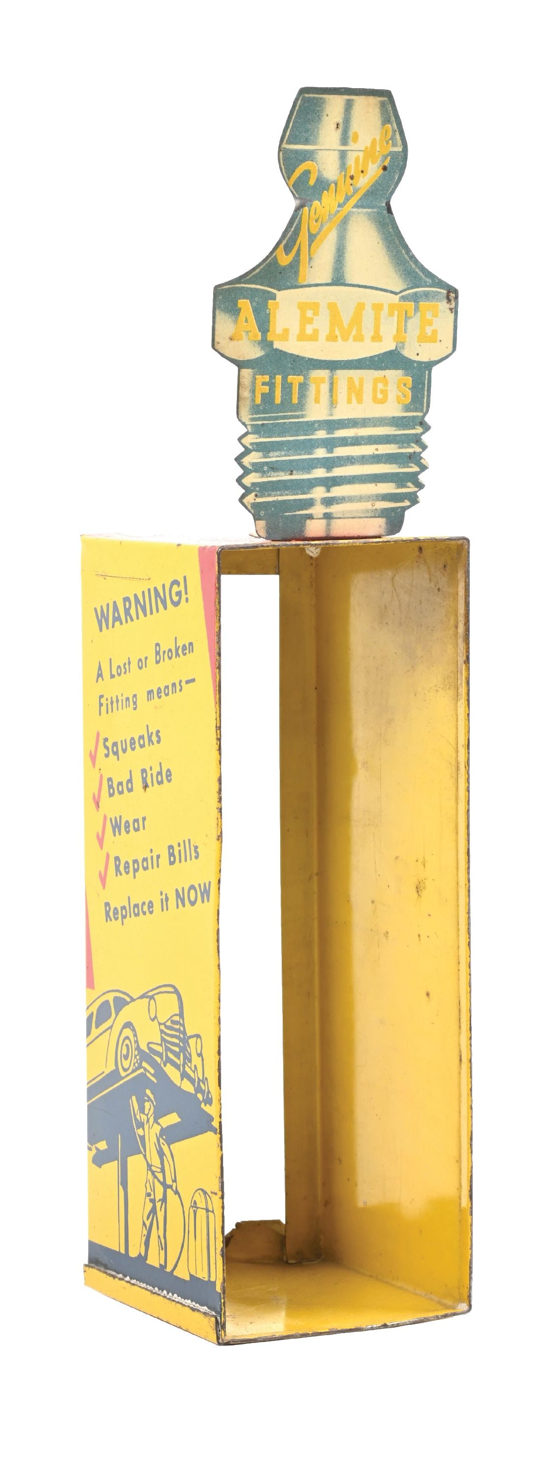 RARE ALEMITE FITTINGS TIN STORE DISPLAY W/ TOPPER ATTACHMENT (1 of 6)