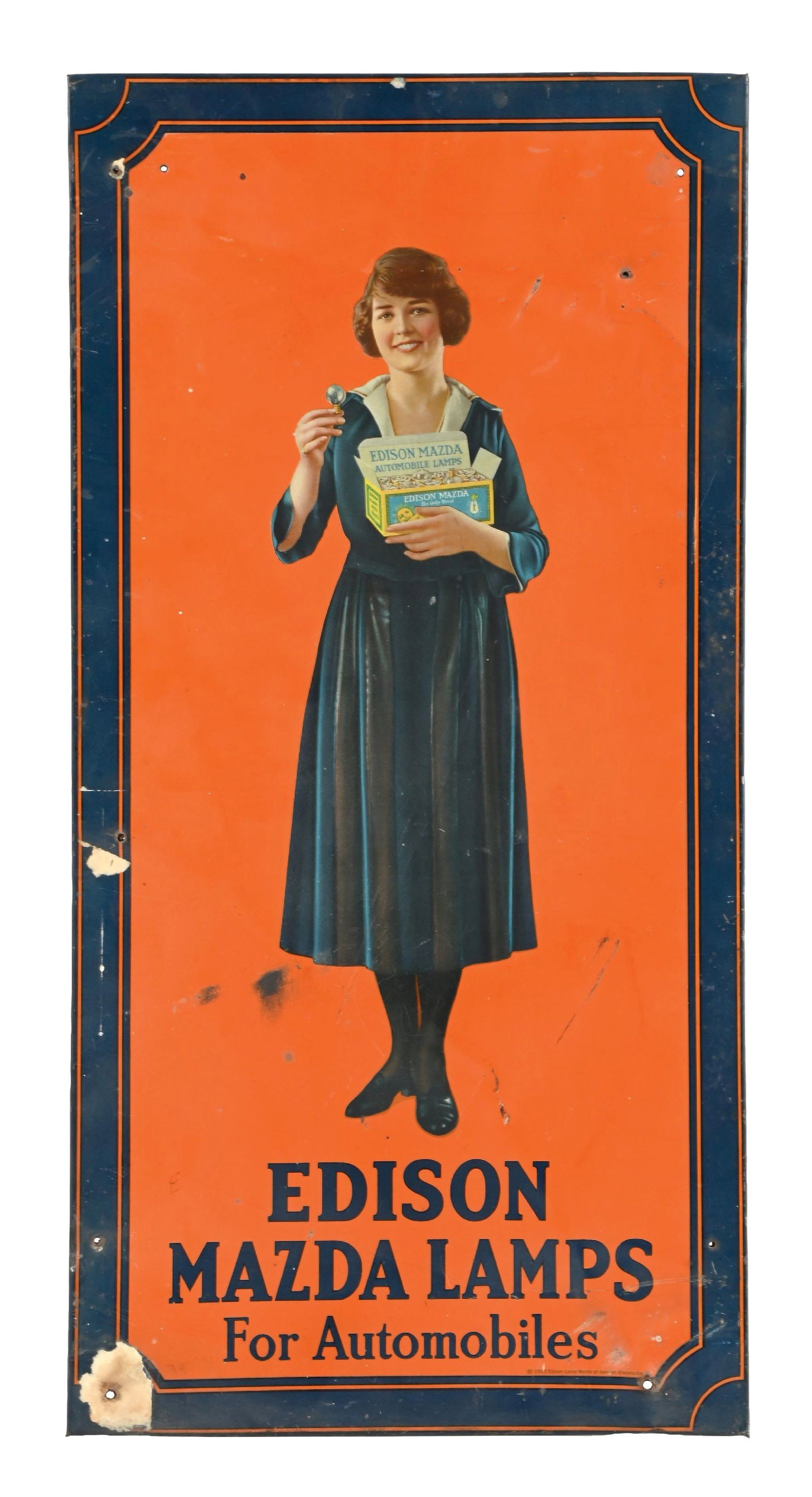 EDISON MAZDA LAMPS FOR AUTOMOBILES TIN SIGN (1 of 2)
