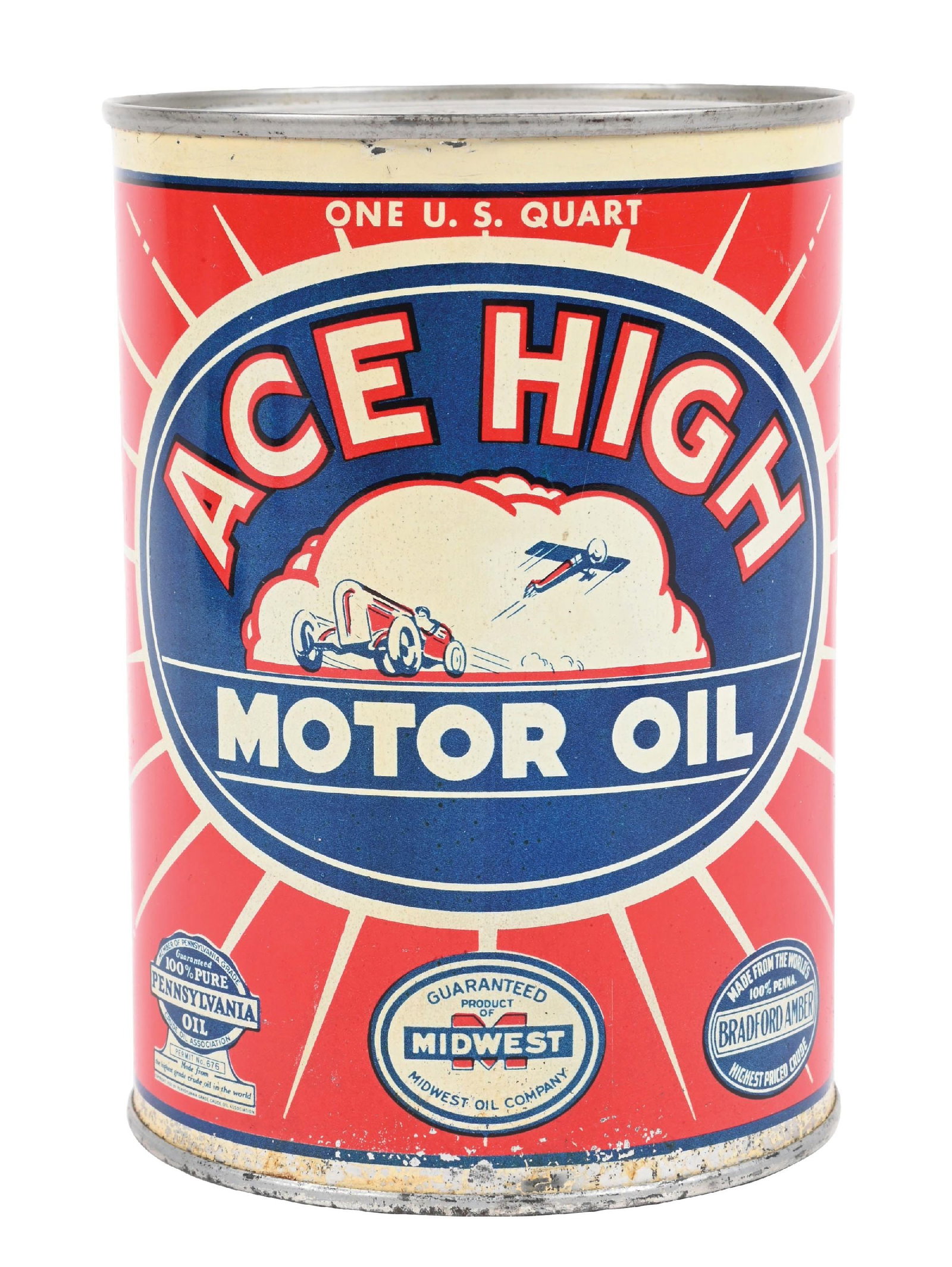 RARE ACE HIGH MOTOR OIL ONE QUART CAN (1 of 6)