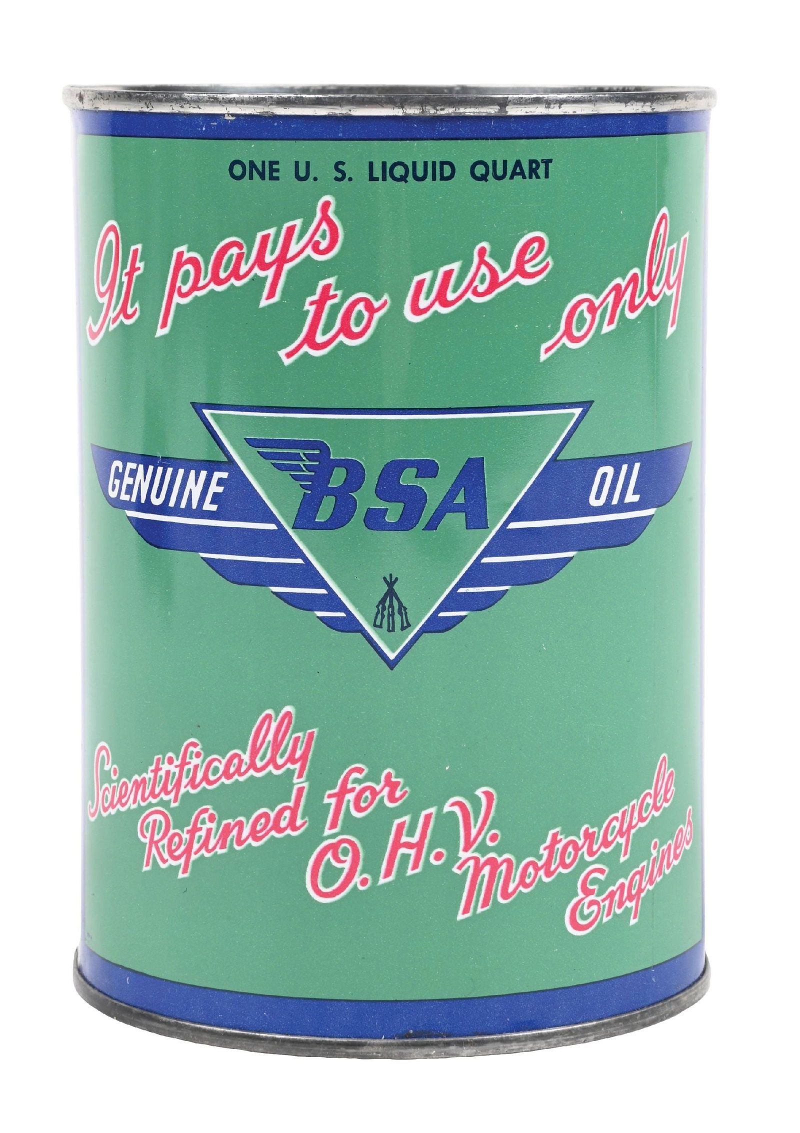 BSA MOTORCYCLE OIL ONE QUART CAN (1 of 6)