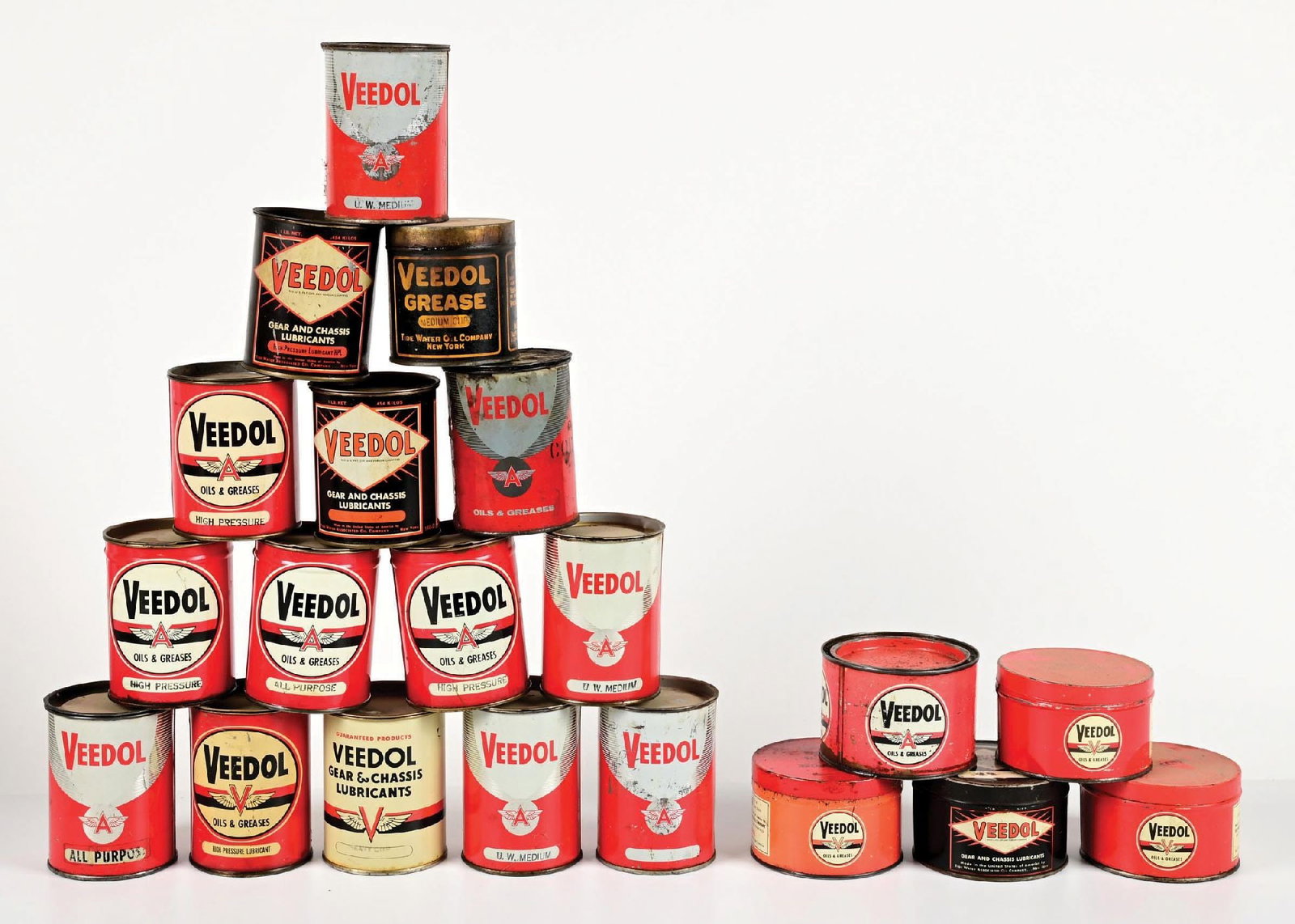 COLLECTION OF 20: VARIOUS VEEDOL OIL AND GREASE CANS (1 of 1)
