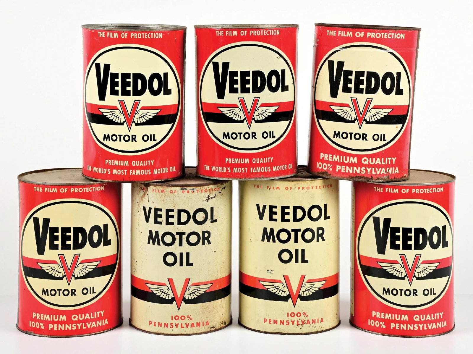 COLLECTION OF 7: VEEDOL MOTOR OIL FIVE QUART CANS (1 of 1)