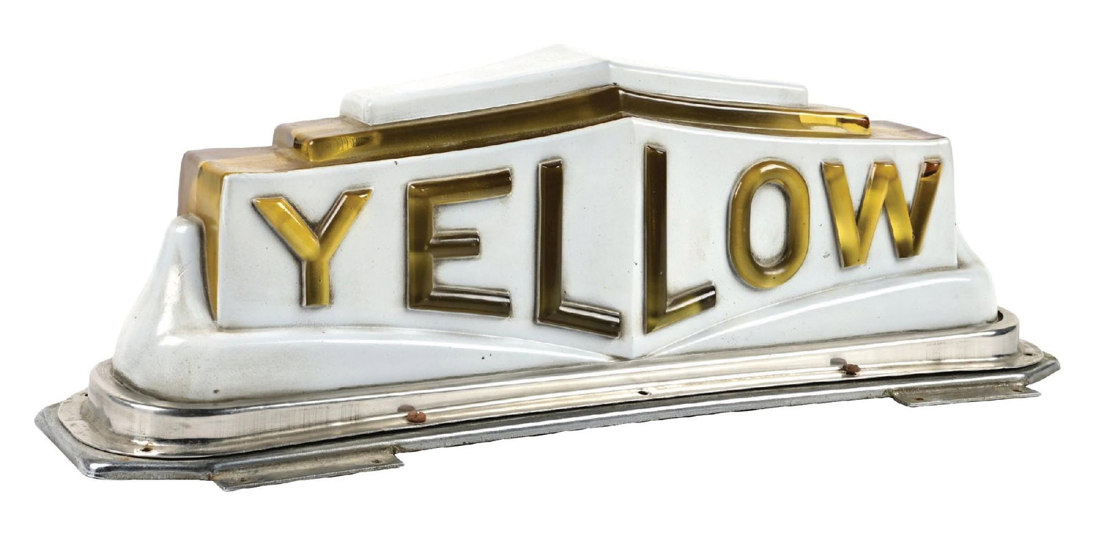YELLOW TAXI CAB CAST GLASS CAB TOPPER SIGN (1 of 4)