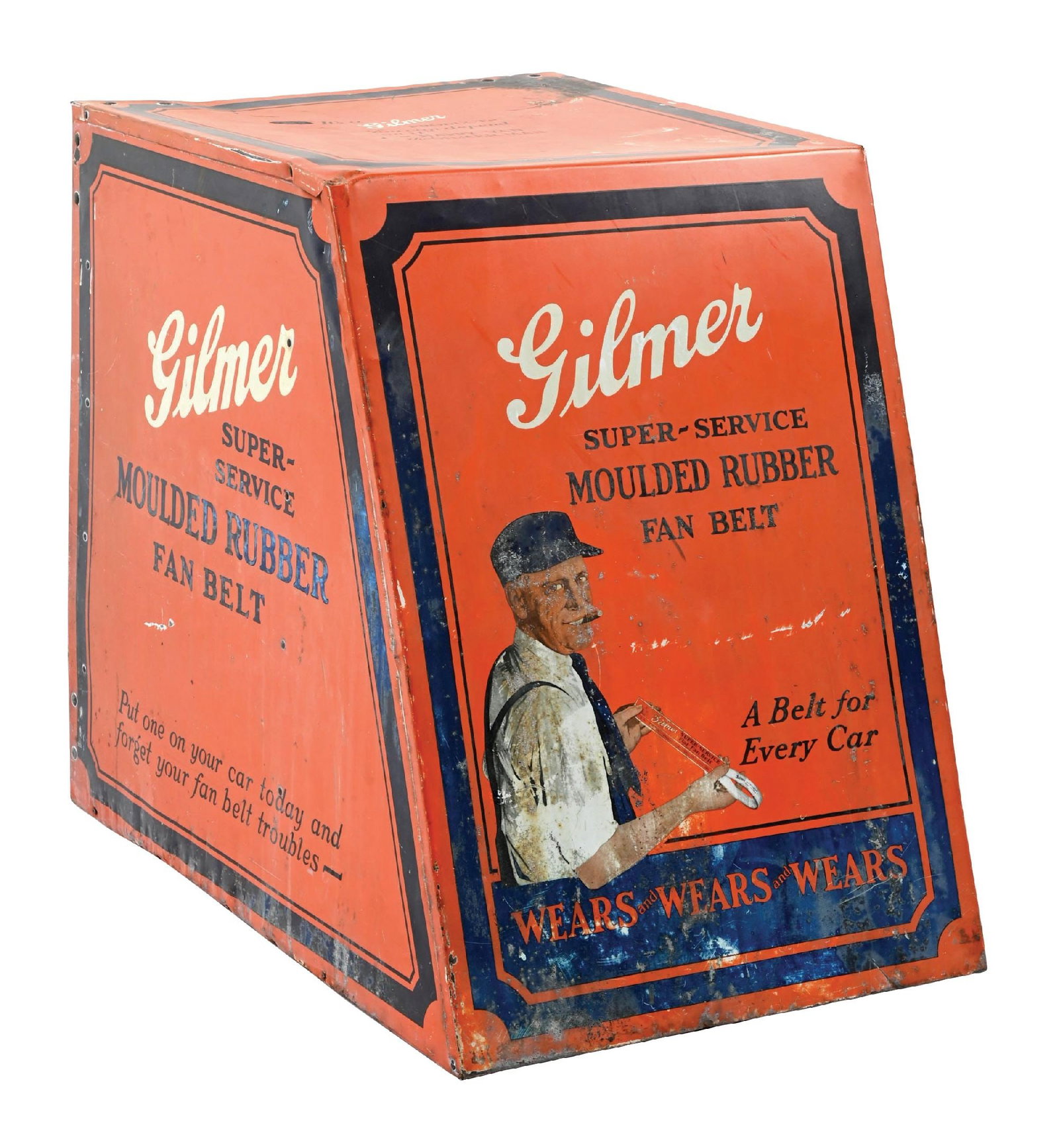 GILMER FAN BELT TIN STORE DISPLAY CABINET (1 of 4)