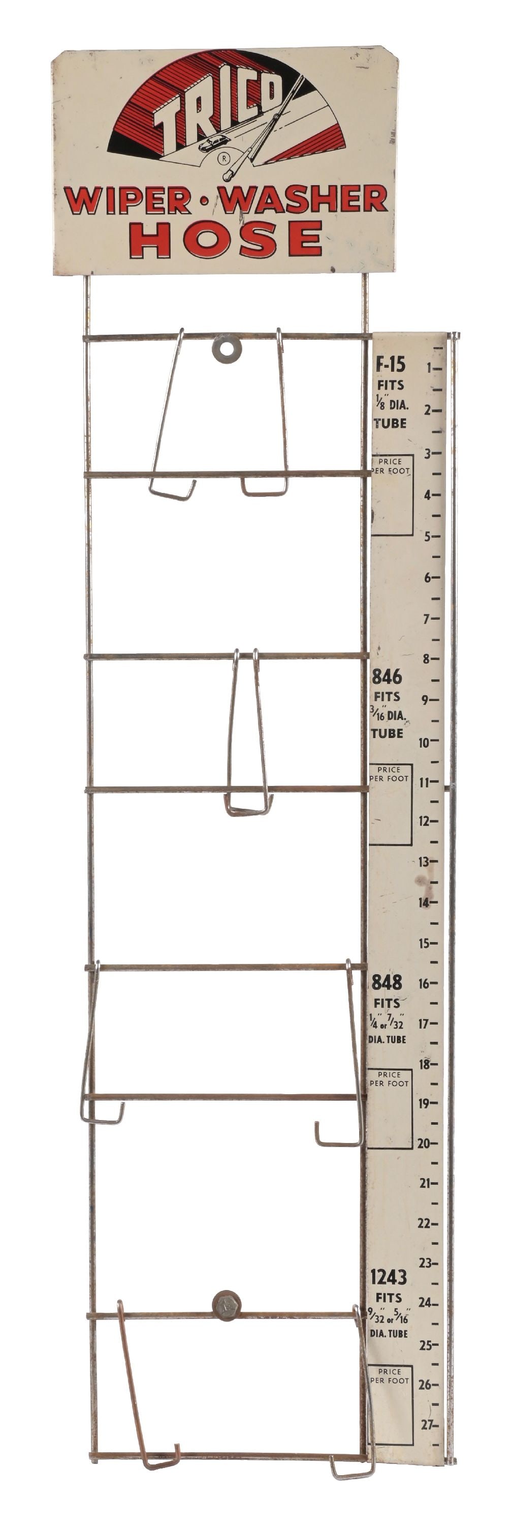 TRICO WIPER WASHER HOSE STORE DISPLAY W/ TIN TOPPER SIGN (1 of 2)