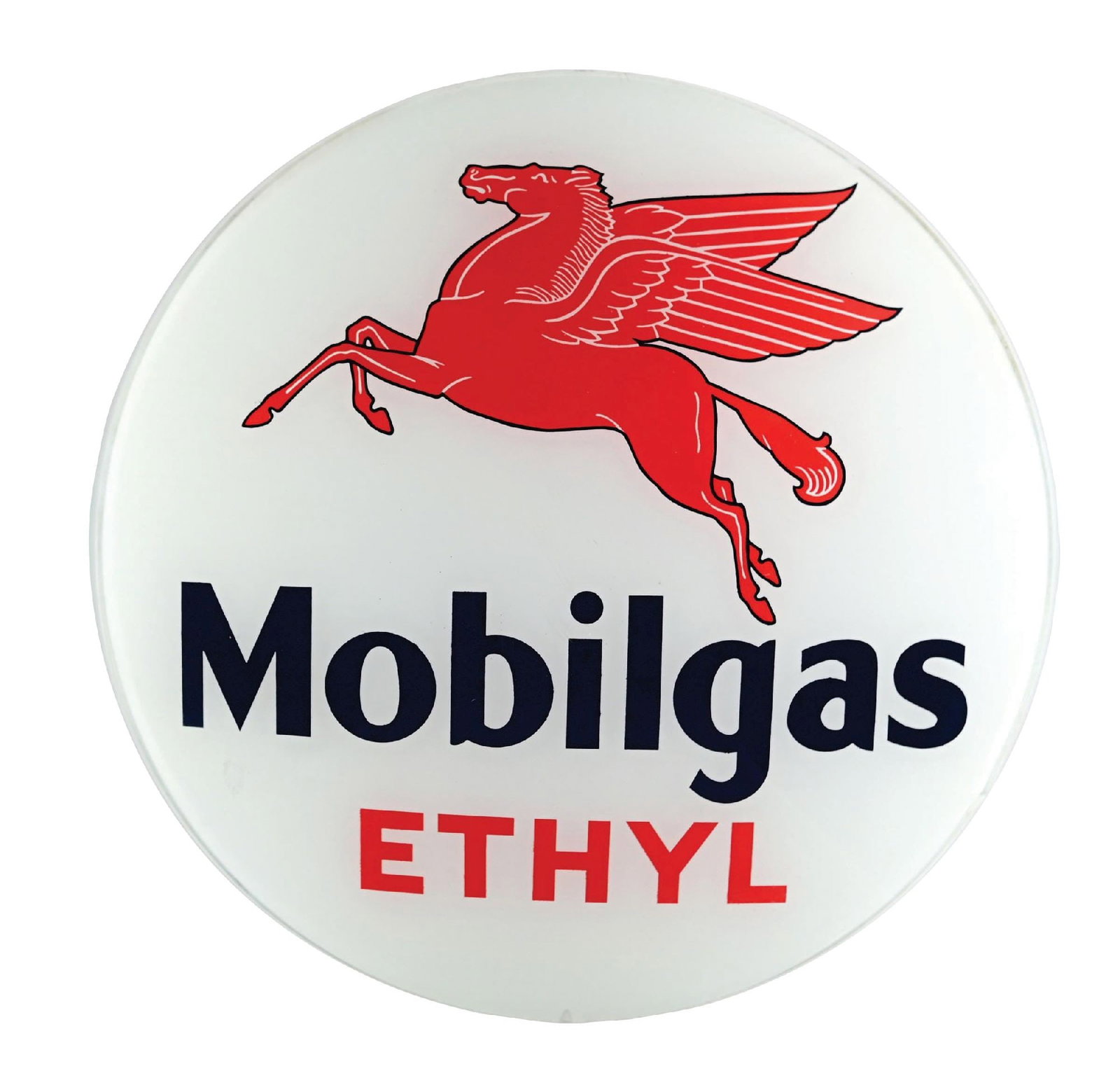 MOBILGAS ETHYL GASOLINE SINGLE 15" GLOBE LENS WITH PEGASUS GRAPHIC (1 of 2)