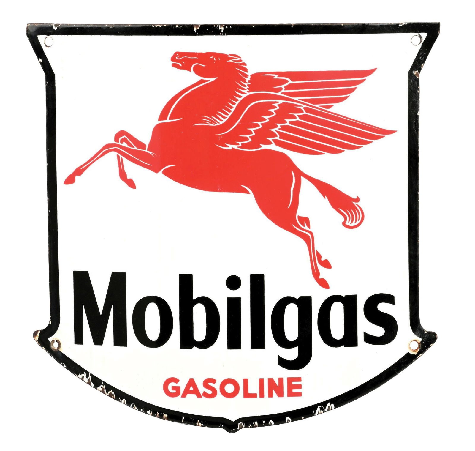 MOBILGAS GASOLINE PORCELAIN PUMP PLATE SIGN (1 of 3)