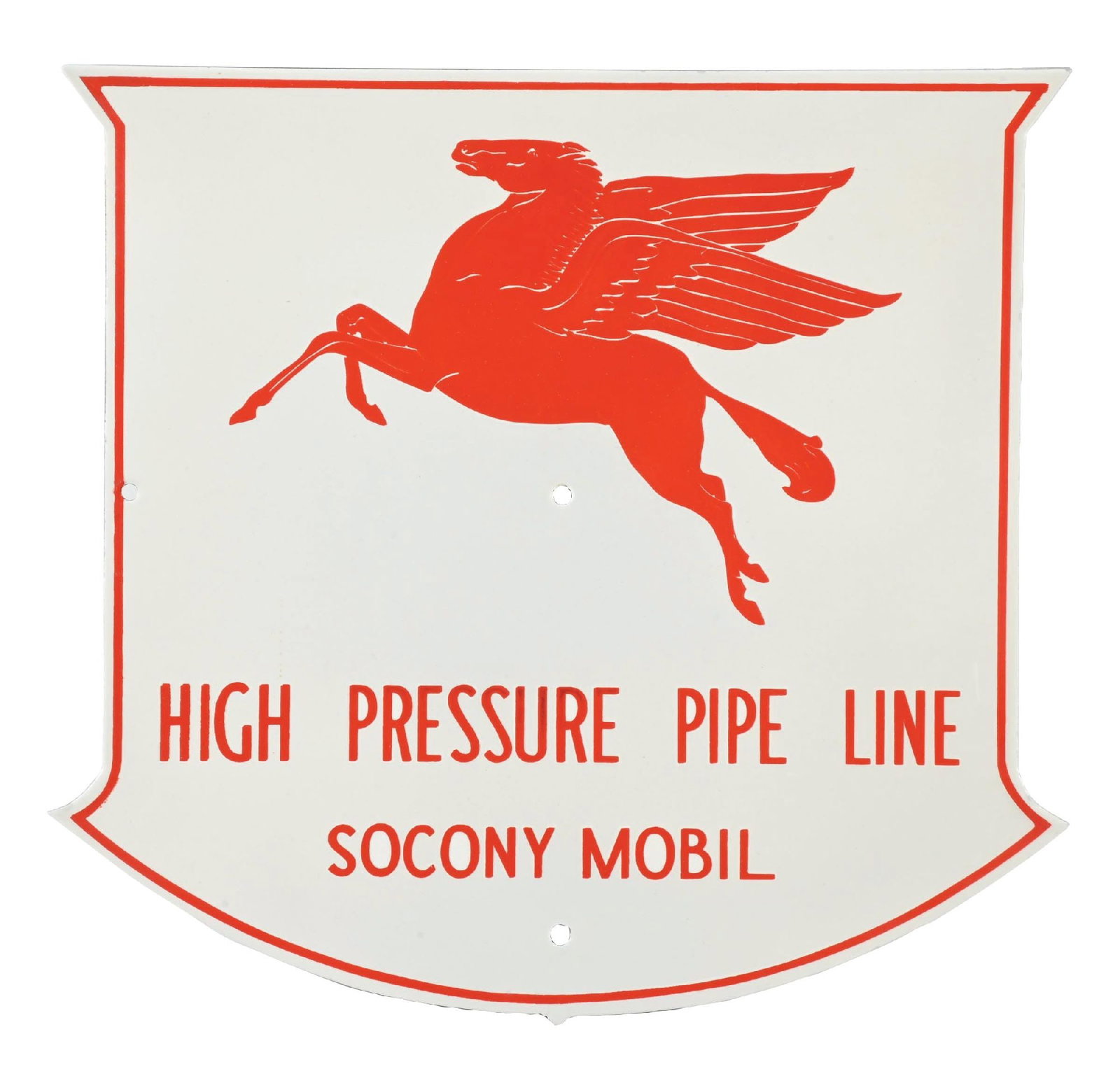 SOCONY MOBIL PIPE LINE PORCELAIN SHIELD SIGN (1 of 2)