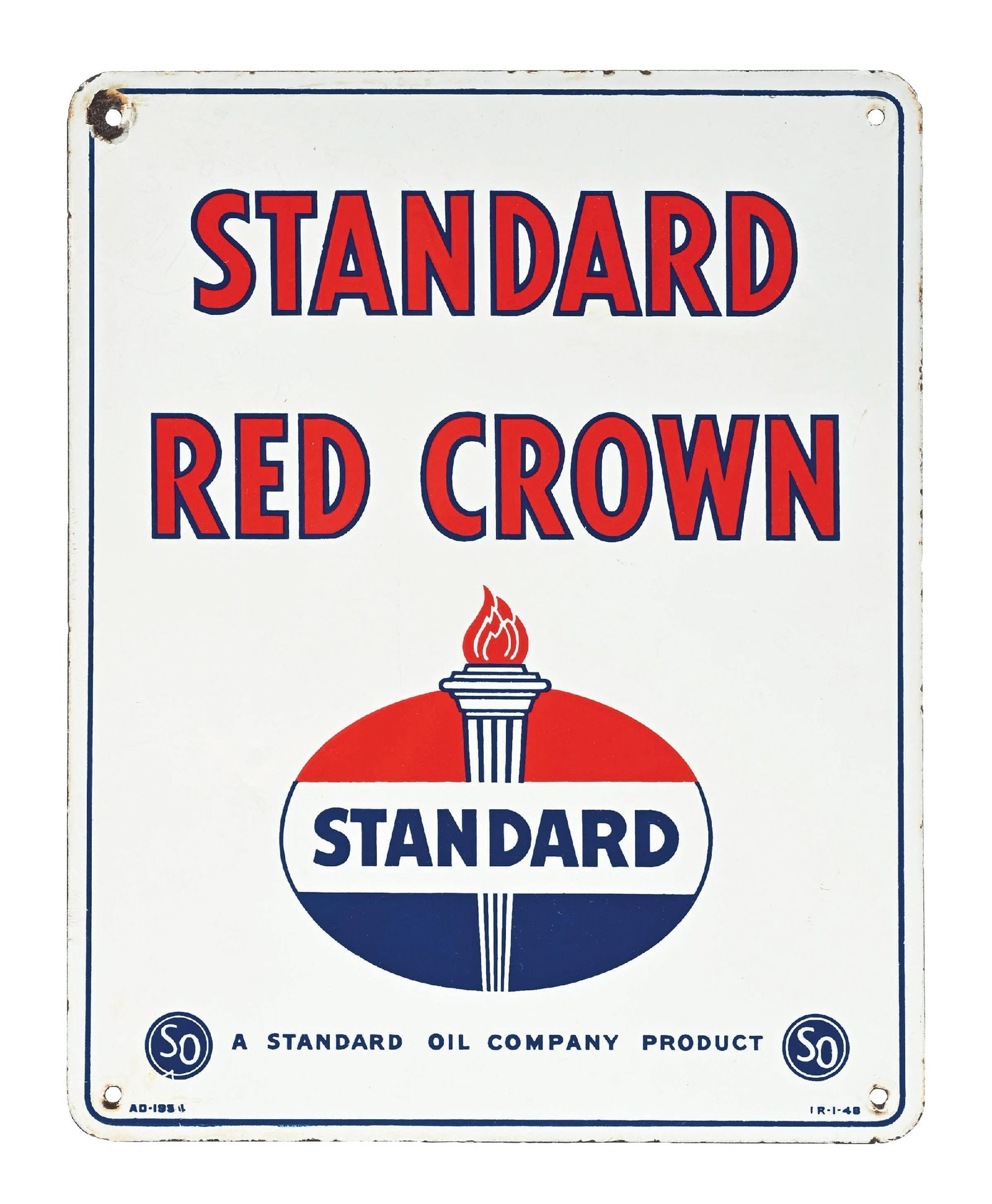 STANDARD RED CROWN GASOLINE PORCELAIN PUMP PLATE SIGN (1 of 4)