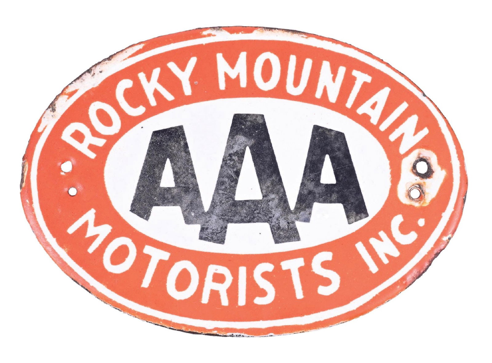 AUTO CLUB ROCKY MOUNTAIN MOTORISTS PORCELAIN RADIATOR BADGE SIGN (1 of 2)