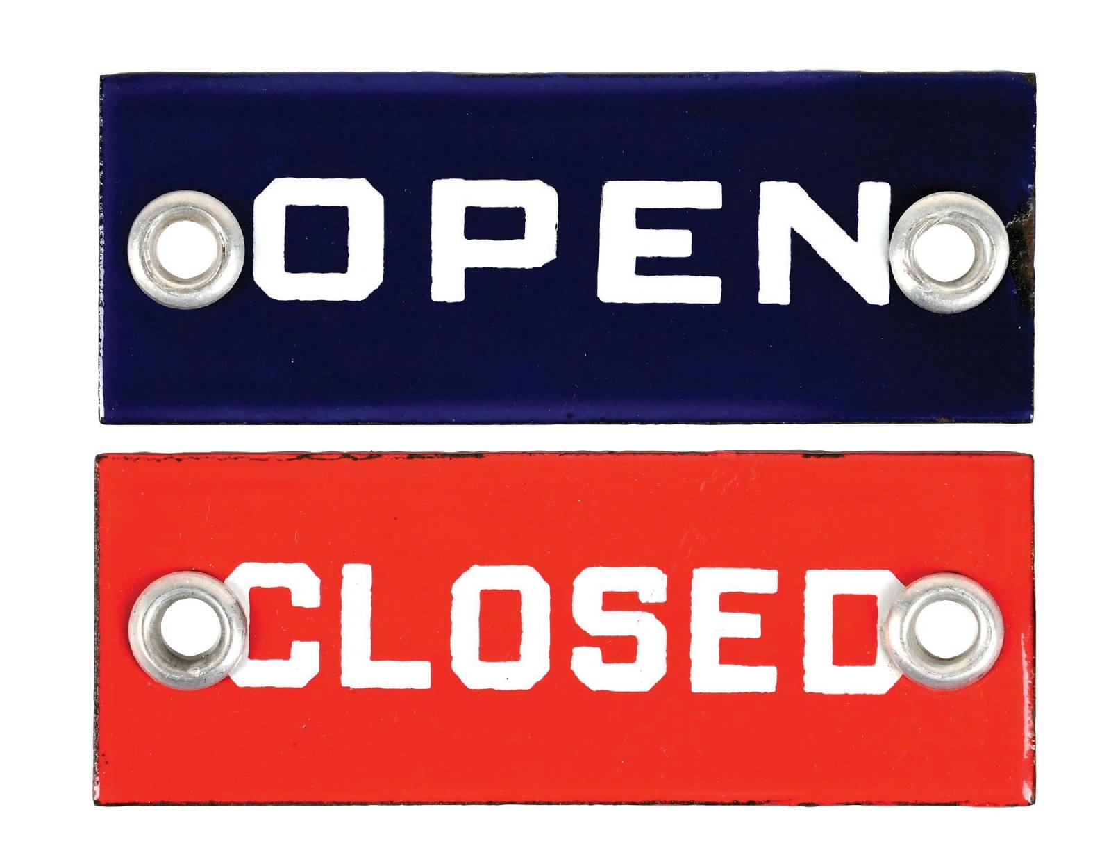 SET OF 2: OPEN AND CLOSED N.O.S. PORCELAIN SIGNS (1 of 2)