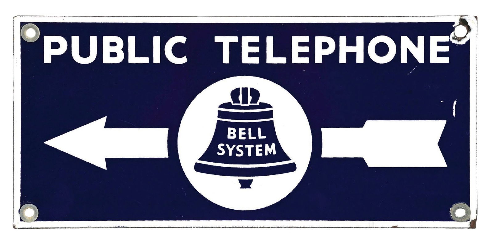 PUBLIC TELEPHONE PORCELAIN SIGN W/ ARROW GRAPHIC (1 of 2)