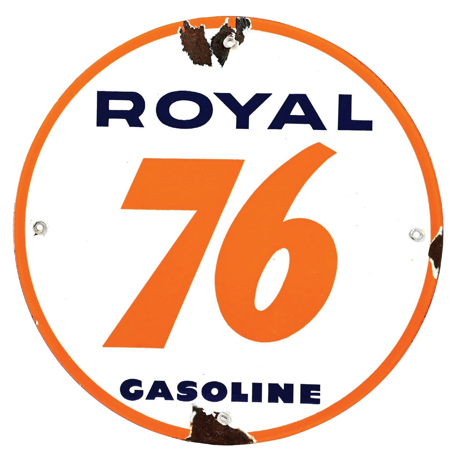 UNION ROYAL 76 GASOLINE PORCELAIN PUMP PLATE SIGN (1 of 2)