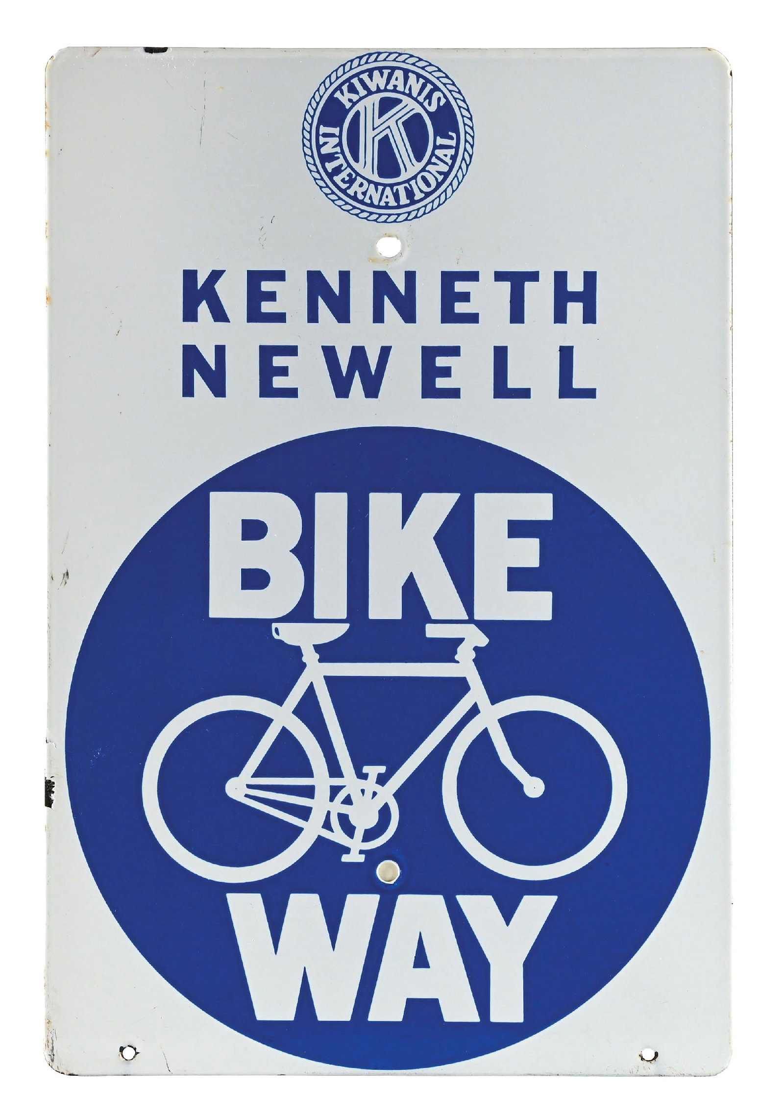 KENNETH NEWELL BIKE WAY PORCELAIN SIGN (1 of 2)