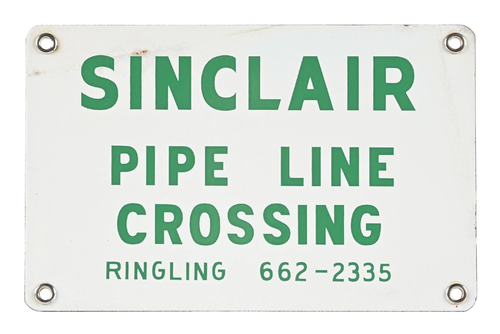 SINCLAIR PIPE LINE CROSSING PORCELAIN SIGN (1 of 2)