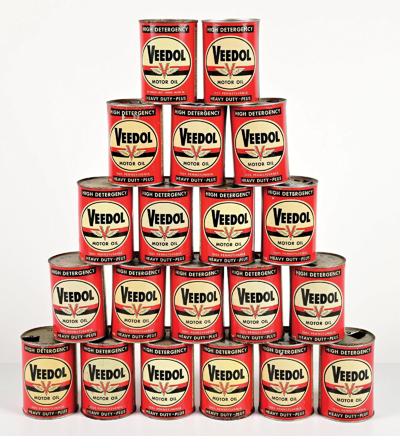 COLLECTION OF 20: VEEDOL MOTOR OIL HIGH DETERGENCY ONE QUART CANS (1 of 1)