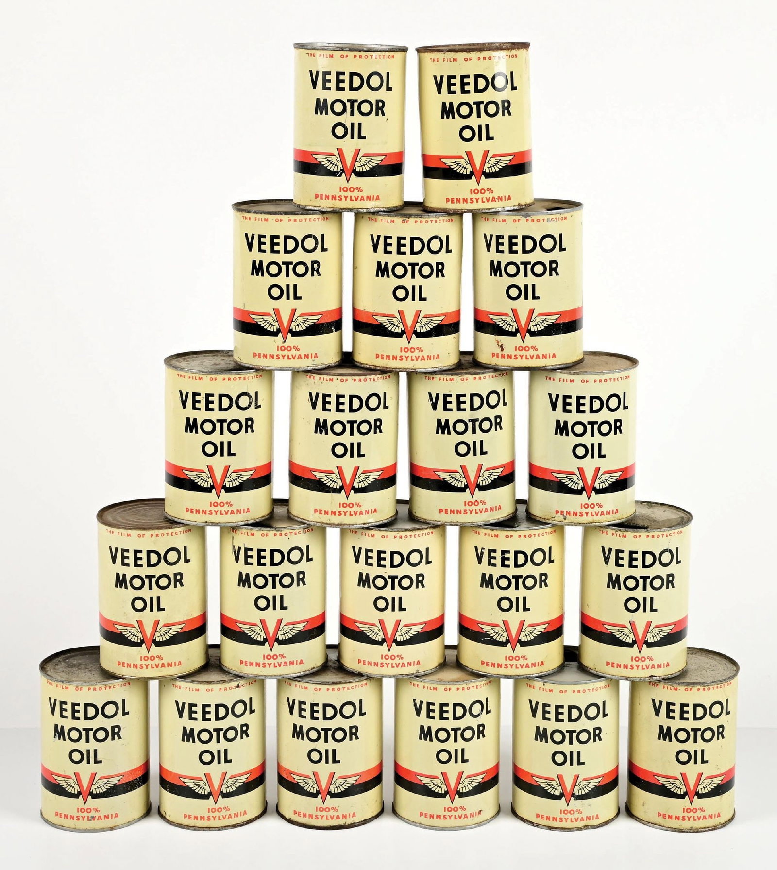 COLLECTION OF 20: VEEDOL MOTOR OIL 100% PENNSYLVANIA ONE QUART CANS (1 of 1)