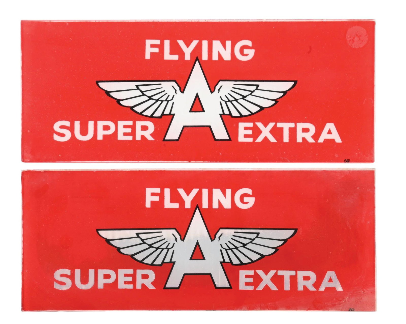 COLLECTION OF 2: FLYING A SUPER EXTRA AD GLASS PANELS (1 of 4)