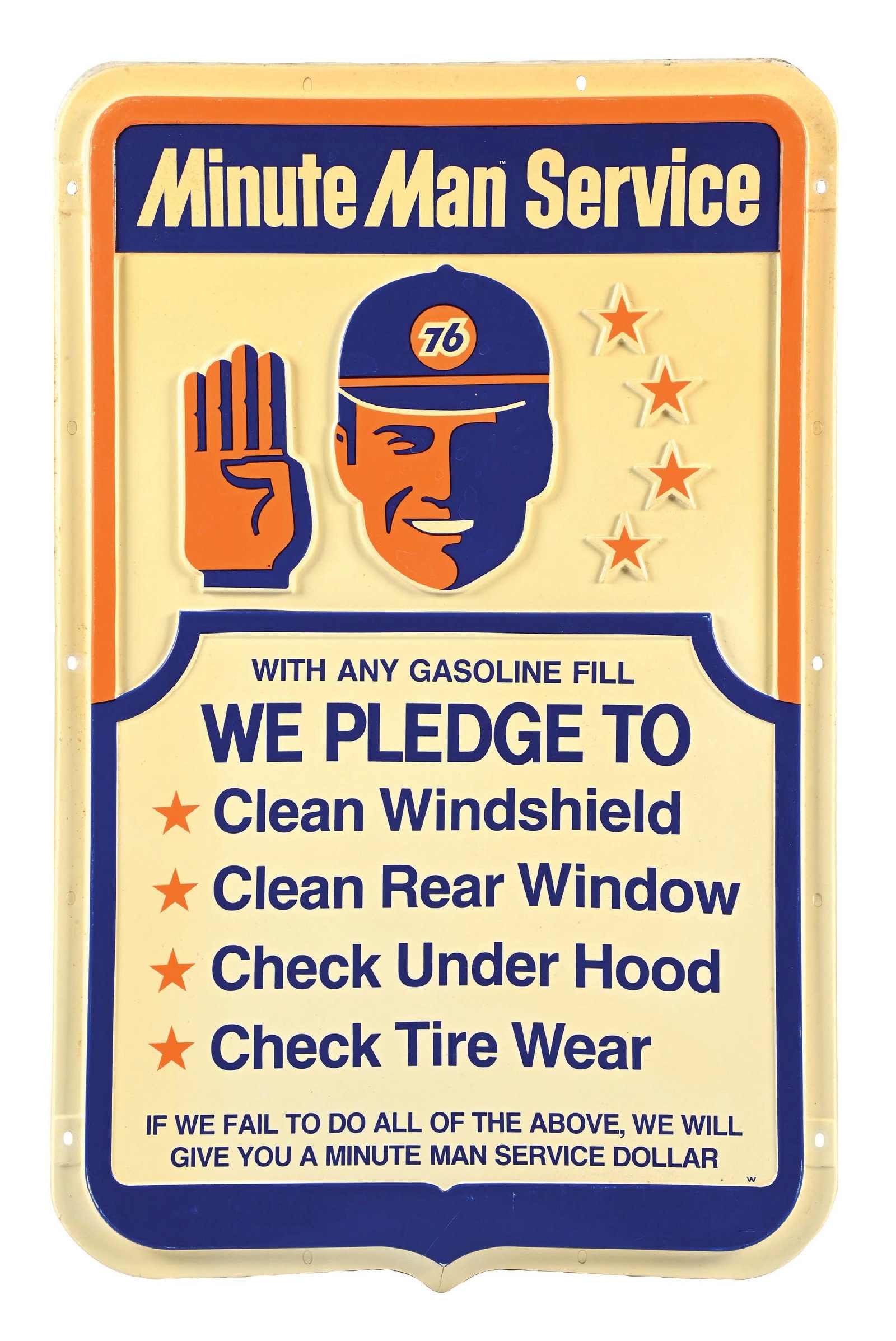 UNION 76 MINUTE MAN SERVICE PLASTIC VACU-FORM SIGN (1 of 2)