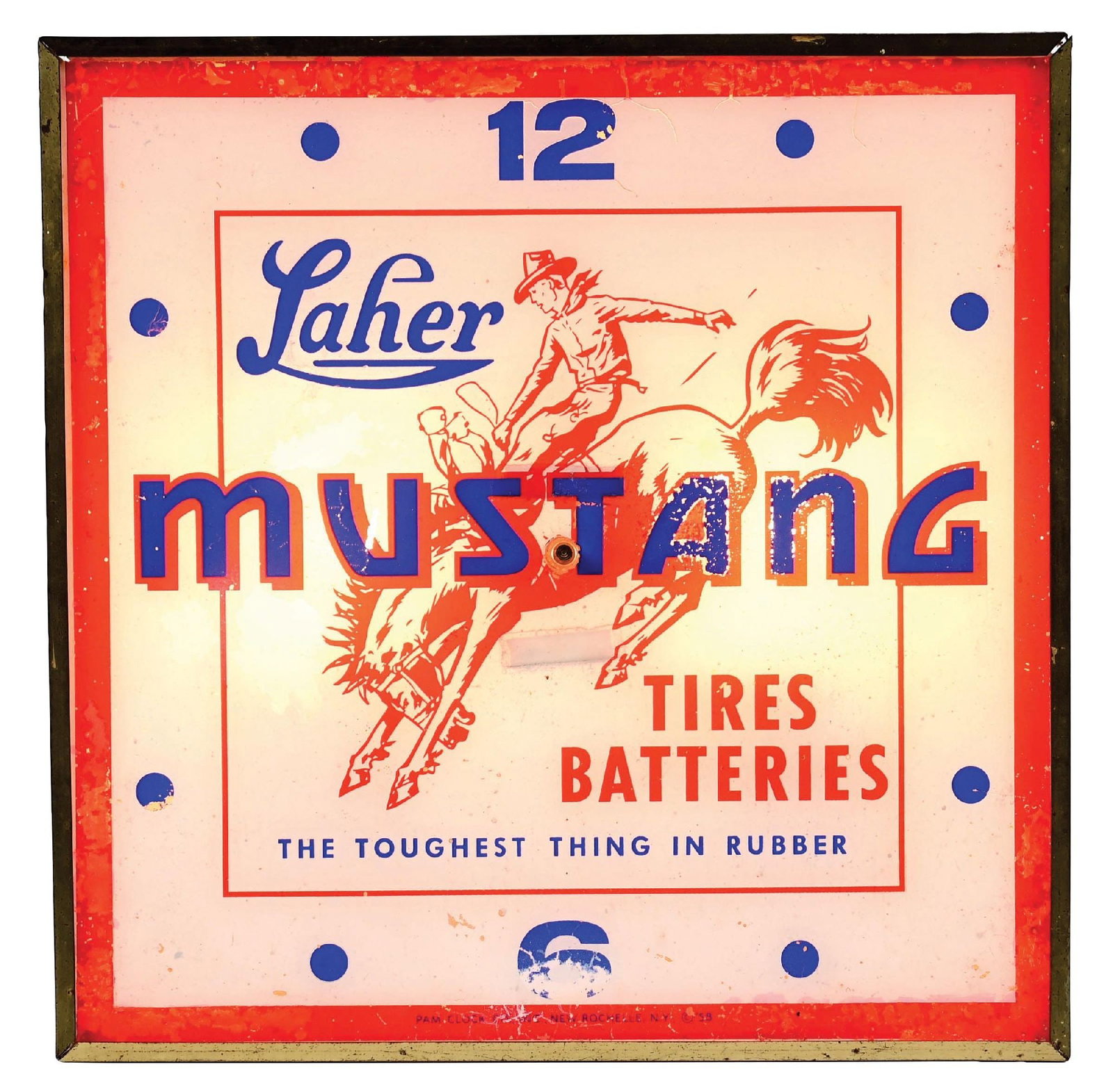 LAHER MUSTANG TIRES & BATTERIES PAM CLOCK (1 of 3)