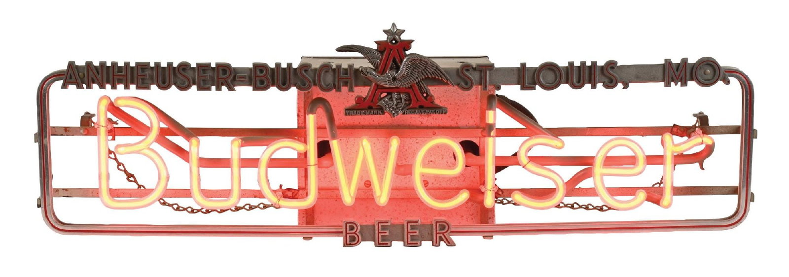 ANHEUSER BUSCH BUDWEISER BEER NEON SIGN WITH ORIGINAL SHIPPING CRATE (1 of 7)