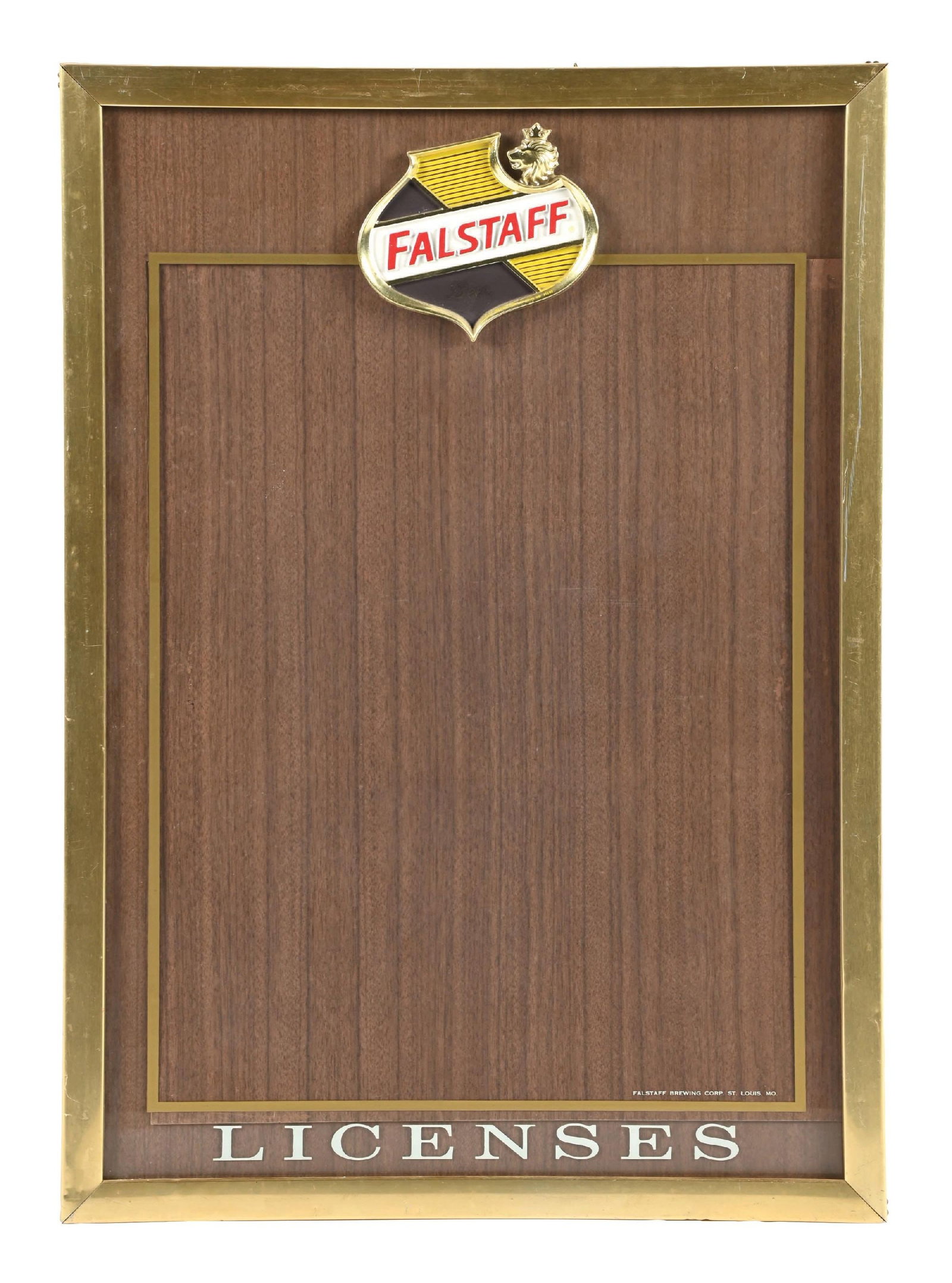 FALSTAFF BEER METAL & GLASS BAR LICENSES DISPLAY SIGN (1 of 3)