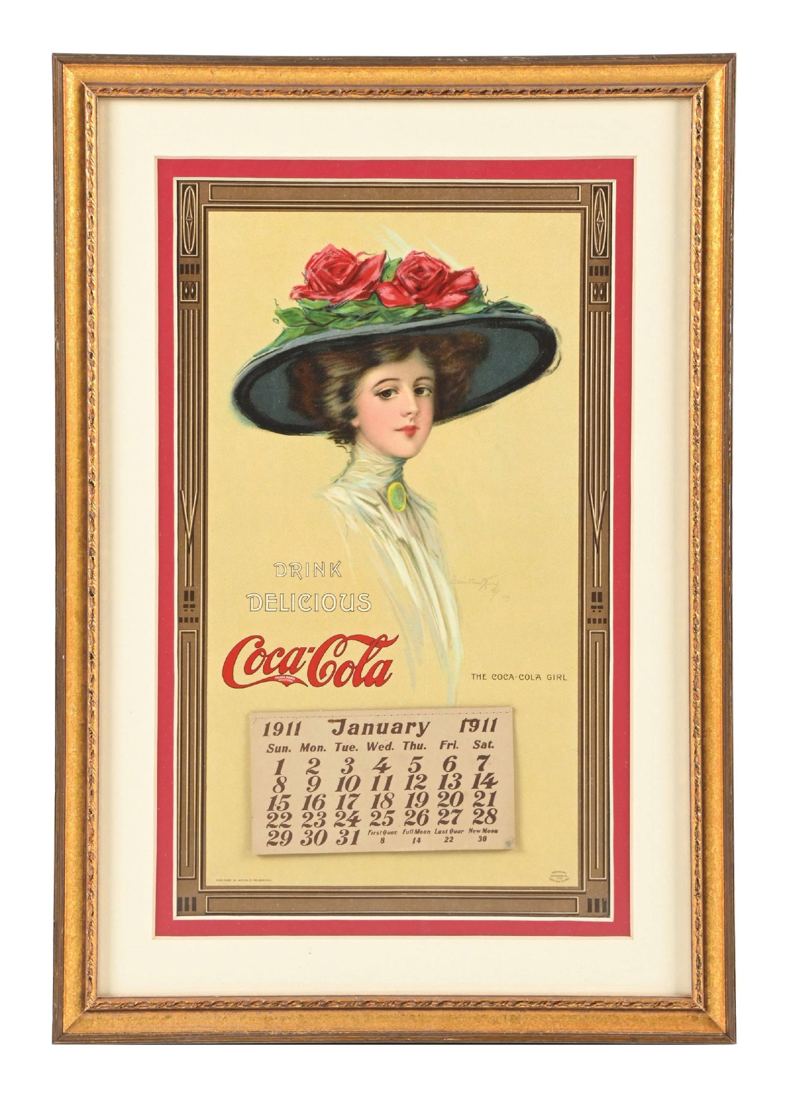 1911 COCA-COLA CALENDAR W/ HAMILTON KING GIRL GRAPHIC (1 of 4)