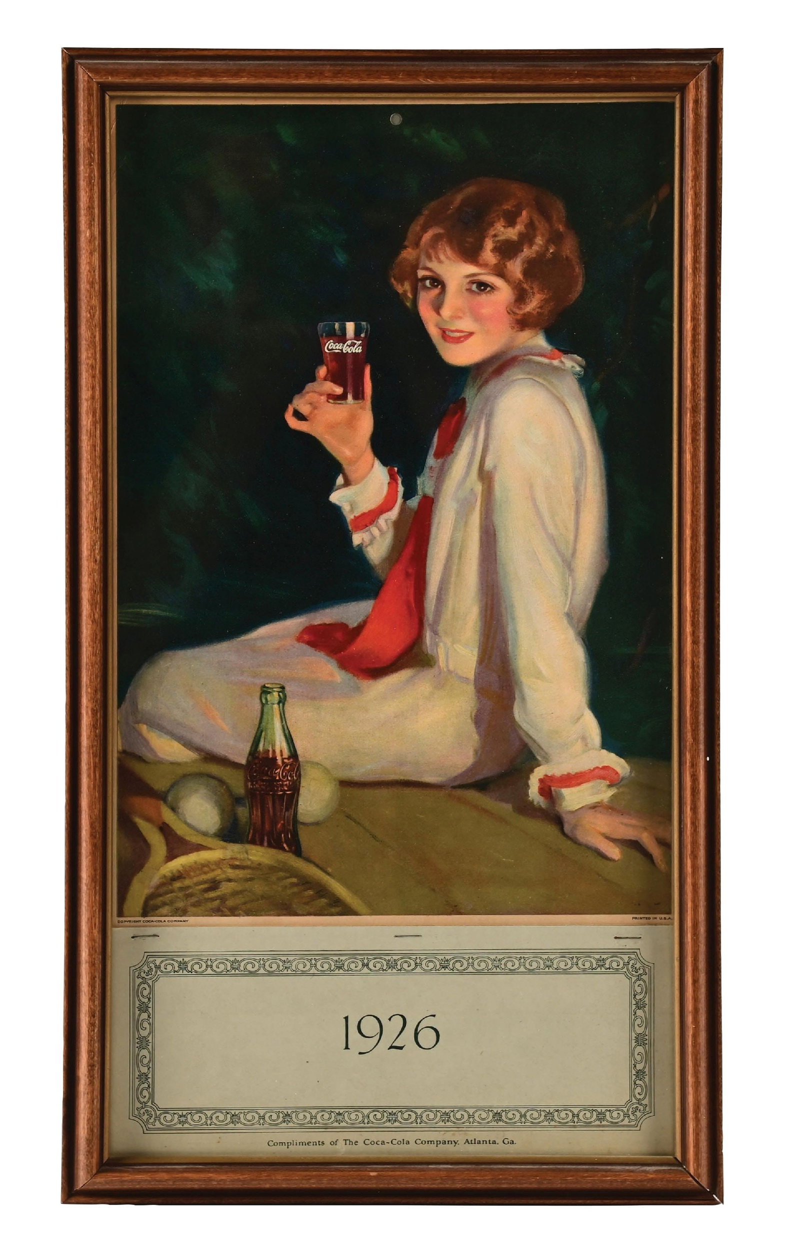 1926 COCA-COLA FRAMED ADVERTISING CALENDAR (1 of 2)