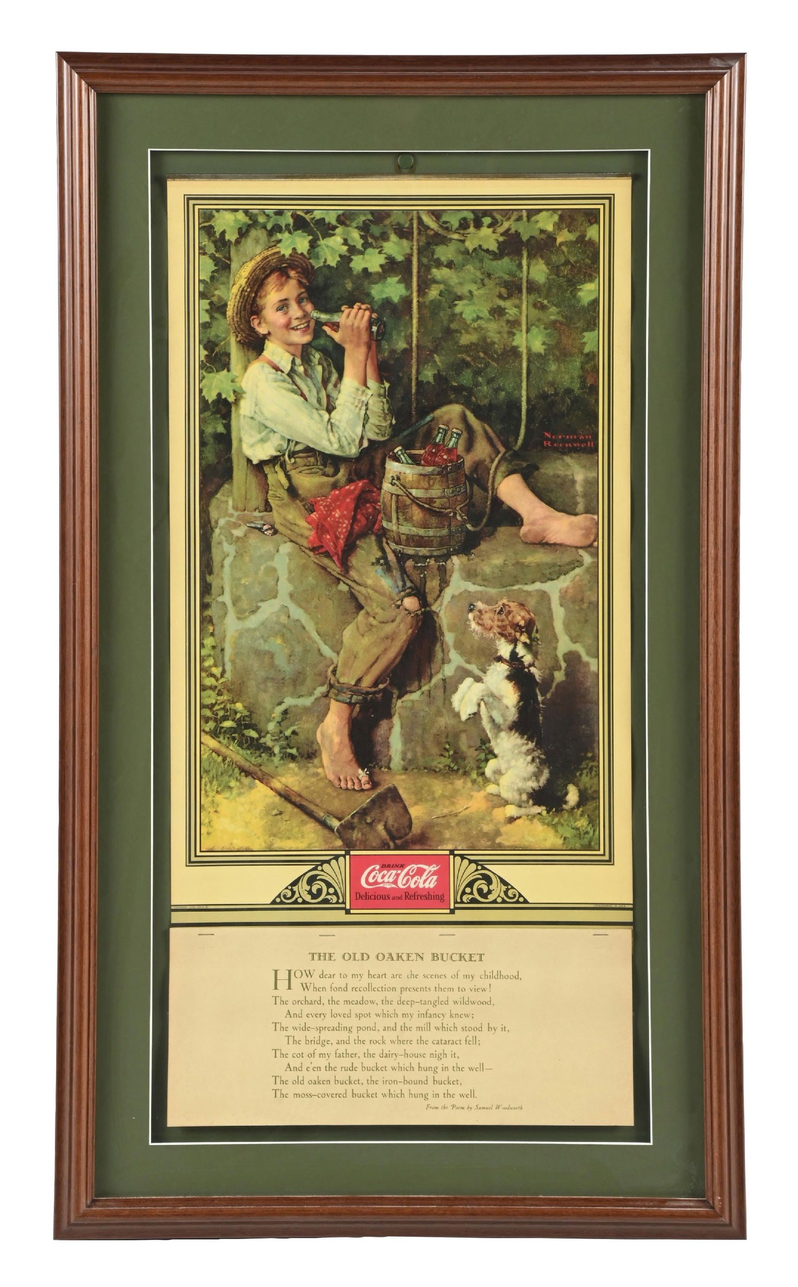 1932 COCA-COLA CALENDAR "THE OLD OAKEN BUCKET": A clean example of this c. 1932 paper calendar from Coca-Cola featuring the Old Oaken Bucket graphic with complete pad and cover sheet. CONDITION: The calendar remains clean with no damage to report.