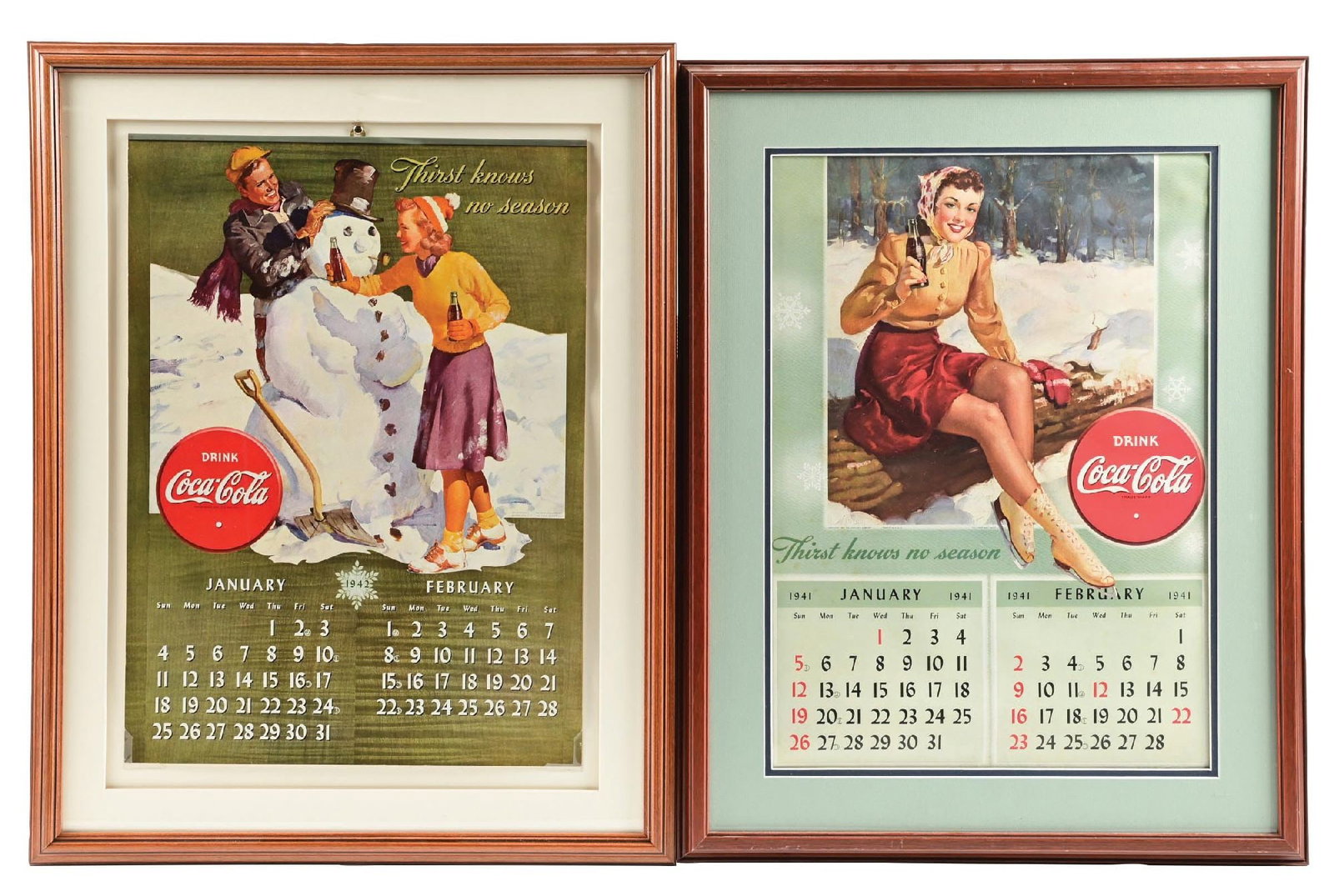 COLLECTION OF 2: 1941-1942 COCA-COLA CALENDARS (1 of 4)