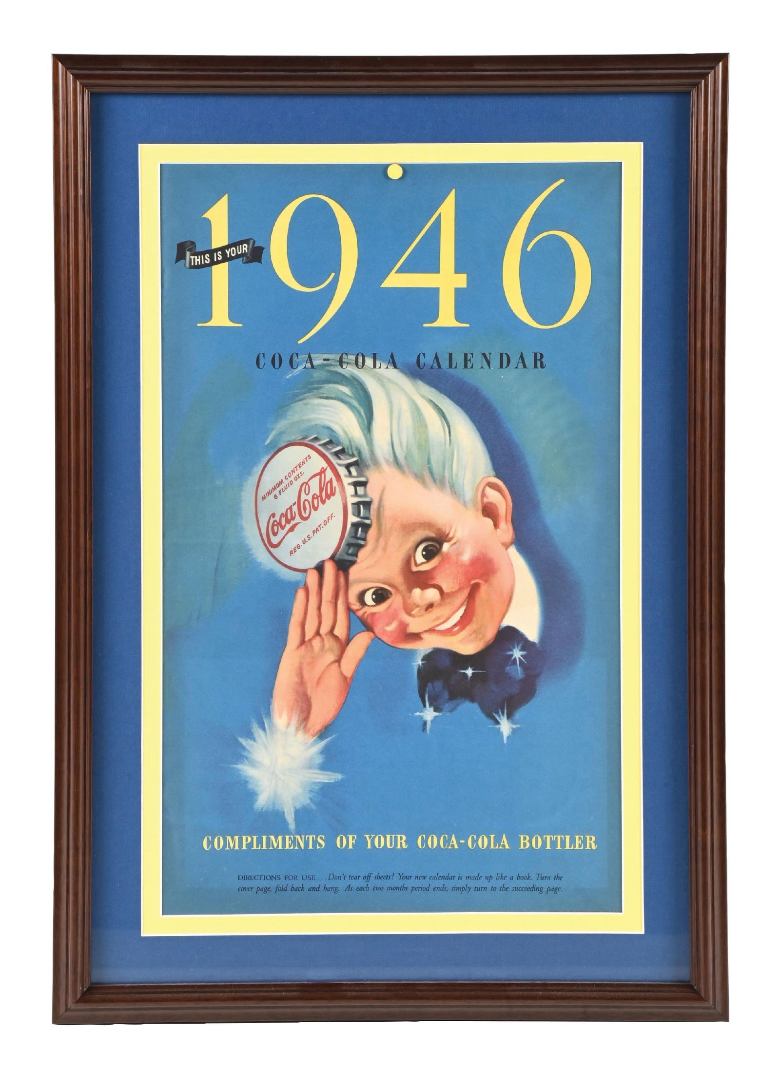 1946 COCA-COLA CALENDAR W/ SPRITE BOY GRAPHIC (1 of 2)
