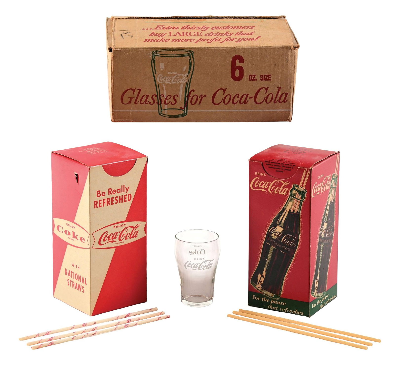 COLLECTION OF 3: FOUNTAIN GLASS SET AND STRAW BOXES (1 of 2)