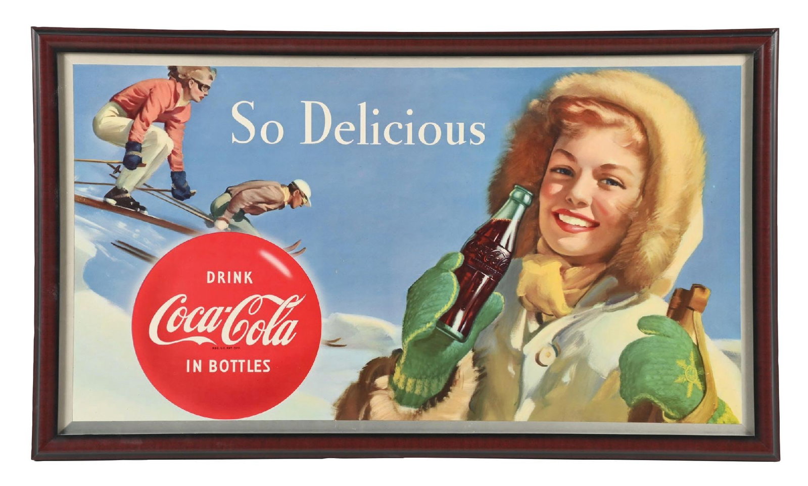 SO DELICIOUS COCA-COLA CARDBOARD SIGN W/ WOMAN GRAPHIC (1 of 2)