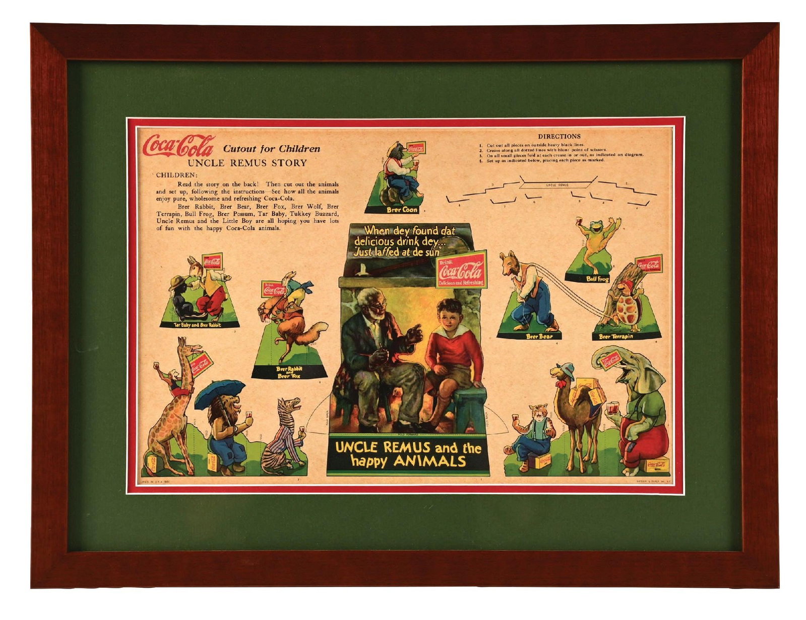 COCA-COLA "UNCLE REMUS AND THE HAPPY ANIMALS" ASSEMBLY INSTRUCTIONS (1 of 4)