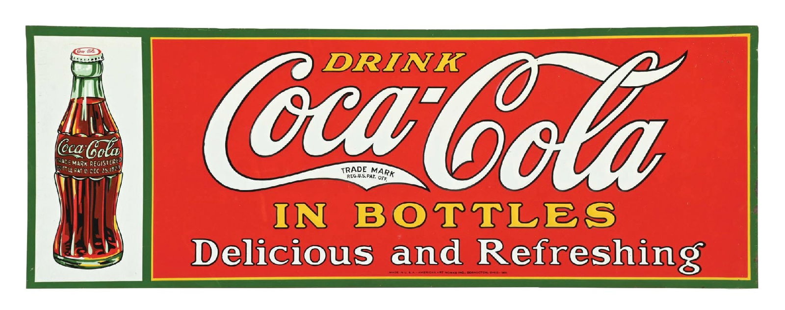 COCA-COLA "IN BOTTLES" SIGN W/ CHRISTMAS BOTTLE GRAPHIC (1 of 3)