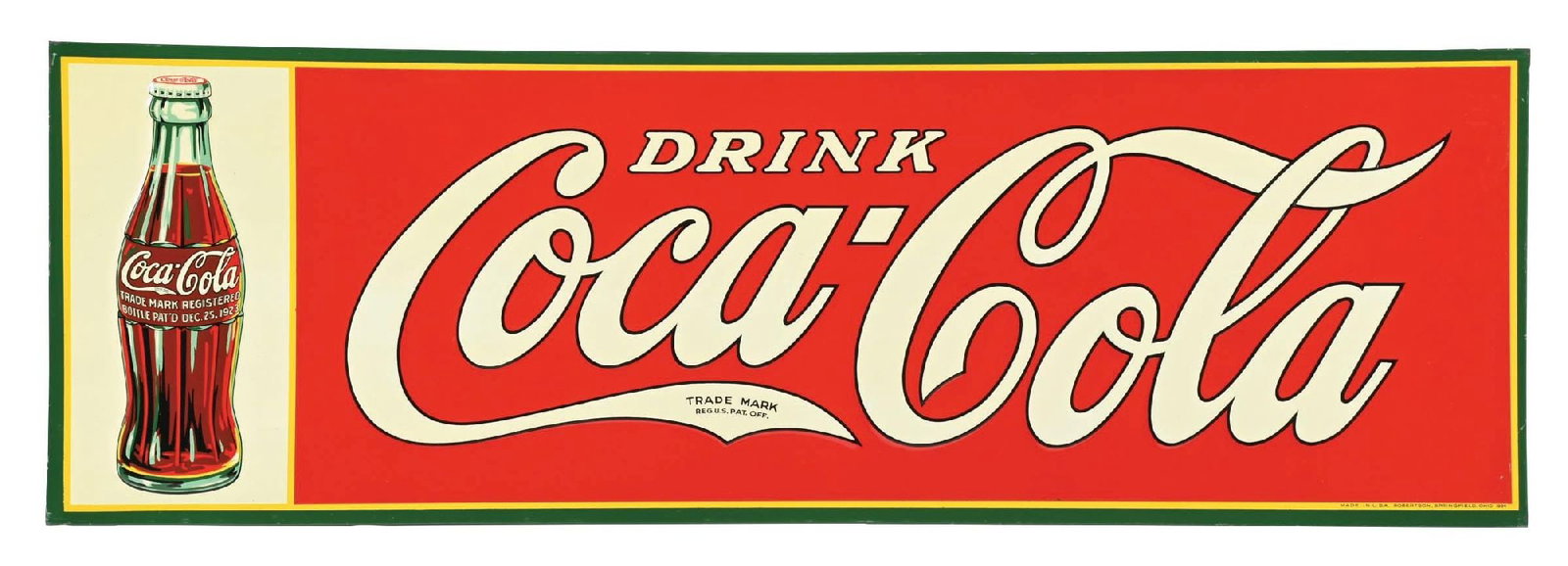 COCA-COLA SIGN W/ CHRISTMAS BOTTLE GRAPHIC. (1 of 3)