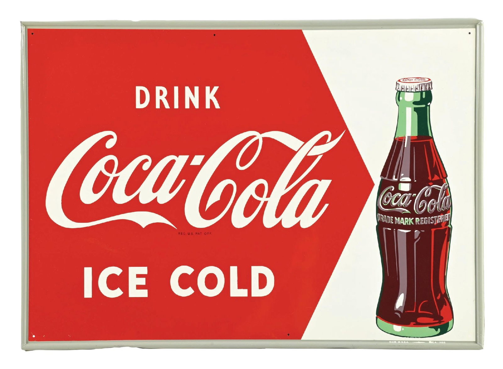 DRINK COCA-COLA ICE COLD SIGN W/ BOTTLE GRAPHIC (1 of 3)