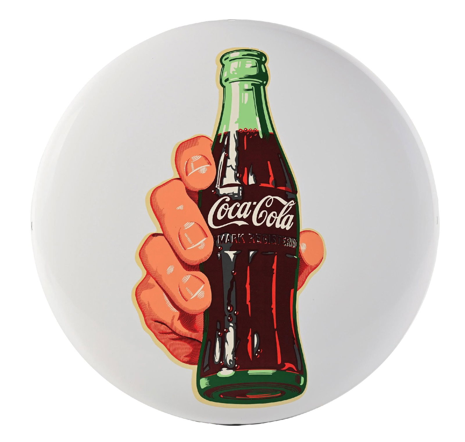 COCA-COLA "HAND IN BOTTLE" DECAL BUTTON SIGN (1 of 2)