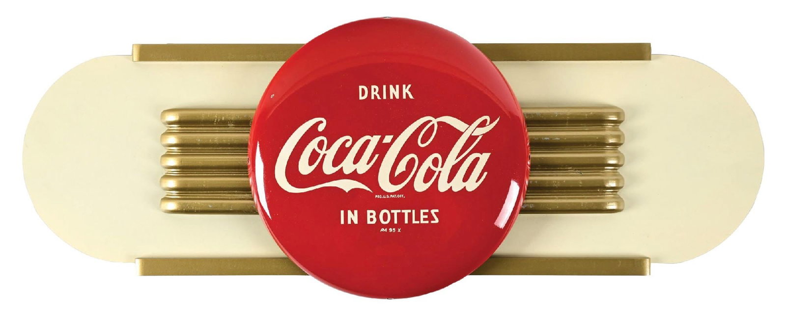 COCA-COLA BUTTON SIGN W/ MASONITE ATTACHMENT (1 of 2)
