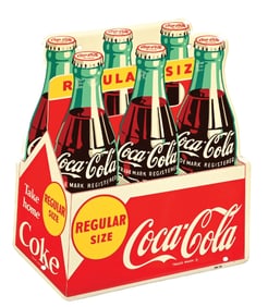 COCA-COLA "YELLOW DOT" DIE-CUT SIX-PACK SIGN