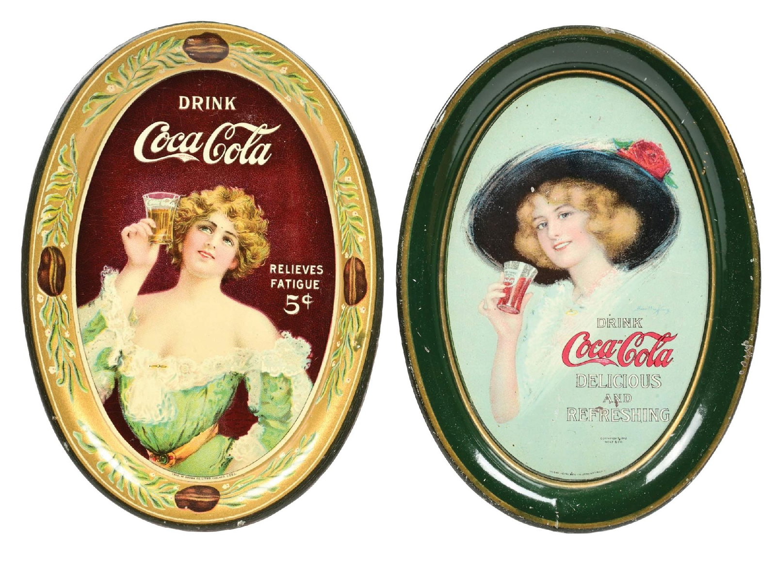 COLLECTION OF 2: 1907 & 1913 COCA-COLA TIP TRAYS (1 of 4)