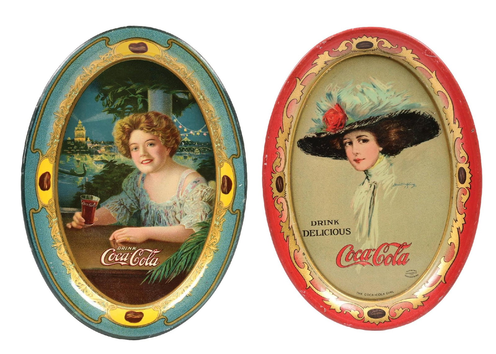 COLLECTION OF 2: 1909 & 1910 COCA-COLA TIP TRAYS (1 of 3)