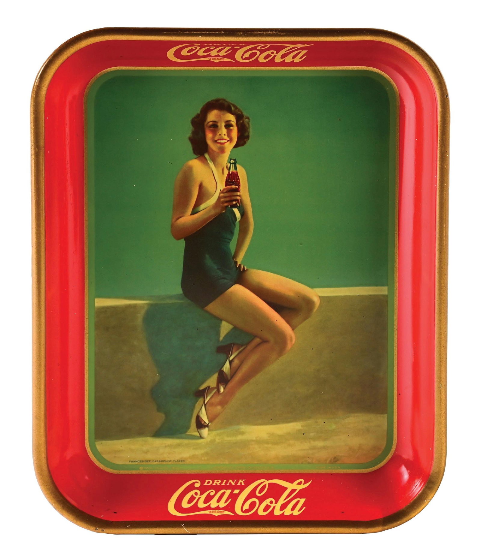 COCA-COLA SERVING TRAY W/ WOMAN GRAPHIC. (1 of 3)
