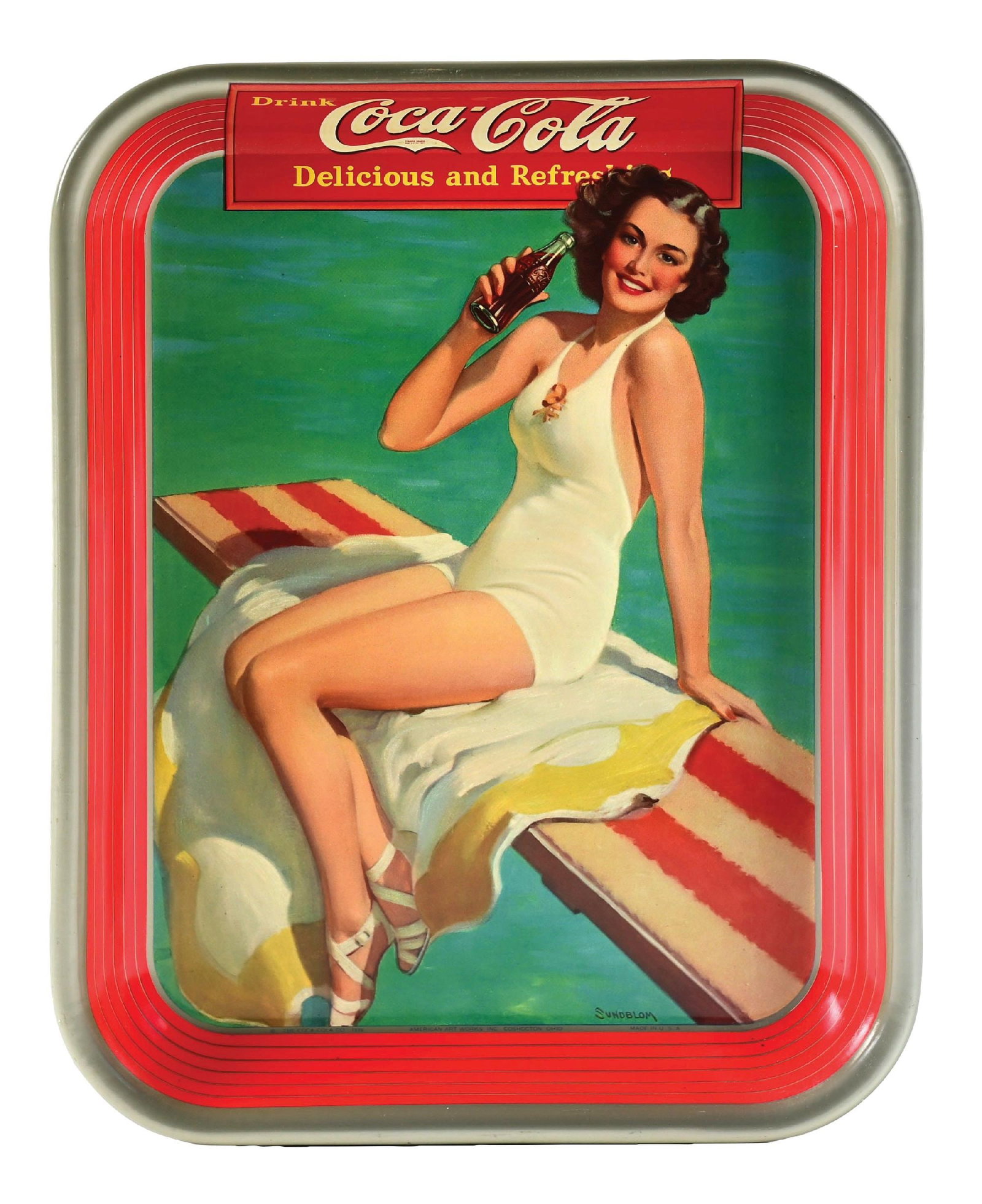 COCA-COLA SERVING TRAY W/ SPRINGBOARD GIRL (1 of 3)