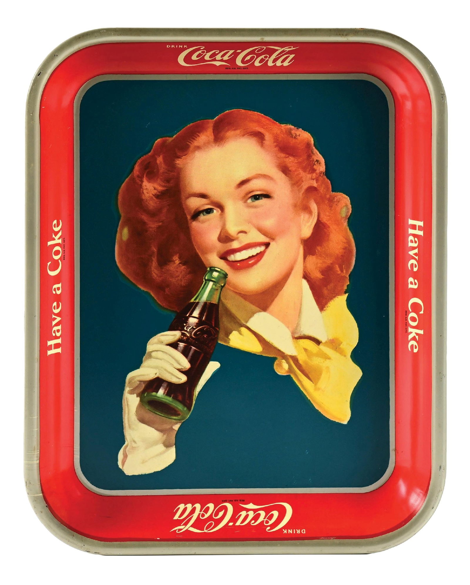 COCA-COLA "HAVE A COKE" SERVING TRAY W/ WOMAN GRAPHIC (1 of 2)