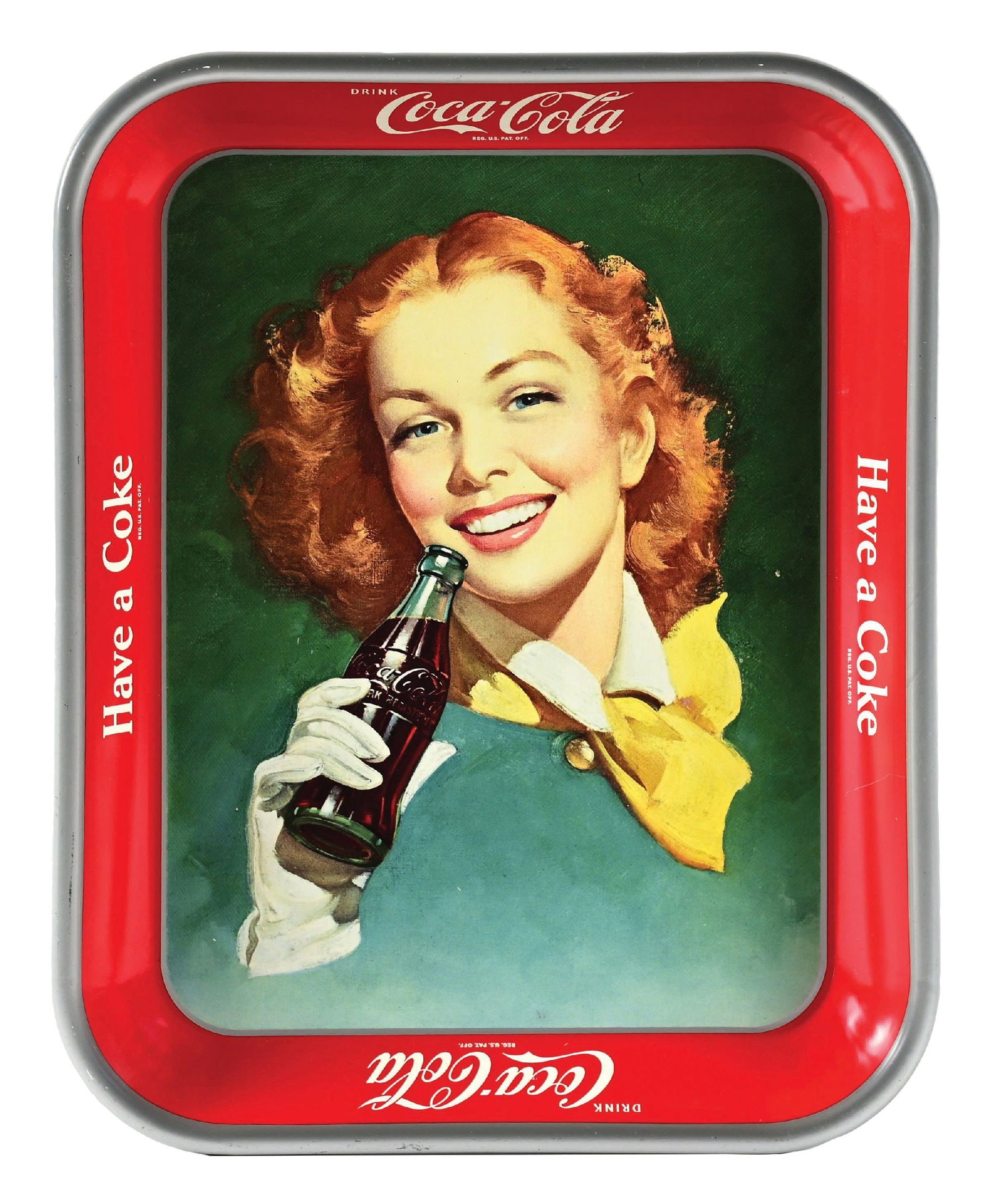 COCA-COLA "HAVE A COKE" SERVING TRAY W/ WOMAN GRAPHIC (1 of 2)