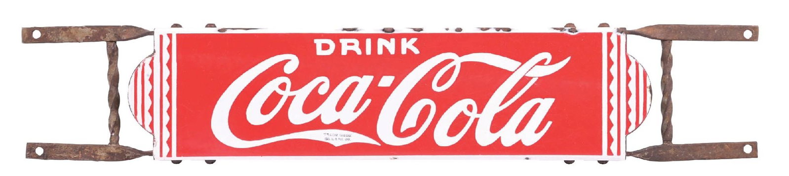 DRINK COCA-COLA PORCELAIN DOOR PUSH SIGN W/ BRACKET (1 of 3)