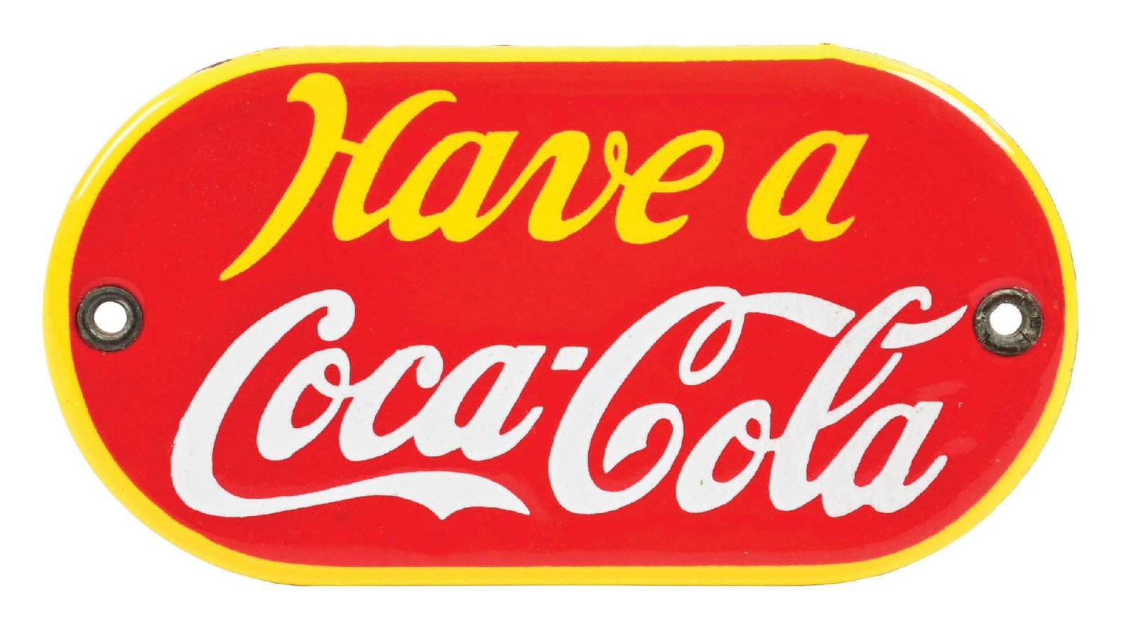 HAVE A COCA-COLA PORCELAIN DOOR PUSH SIGN (1 of 2)