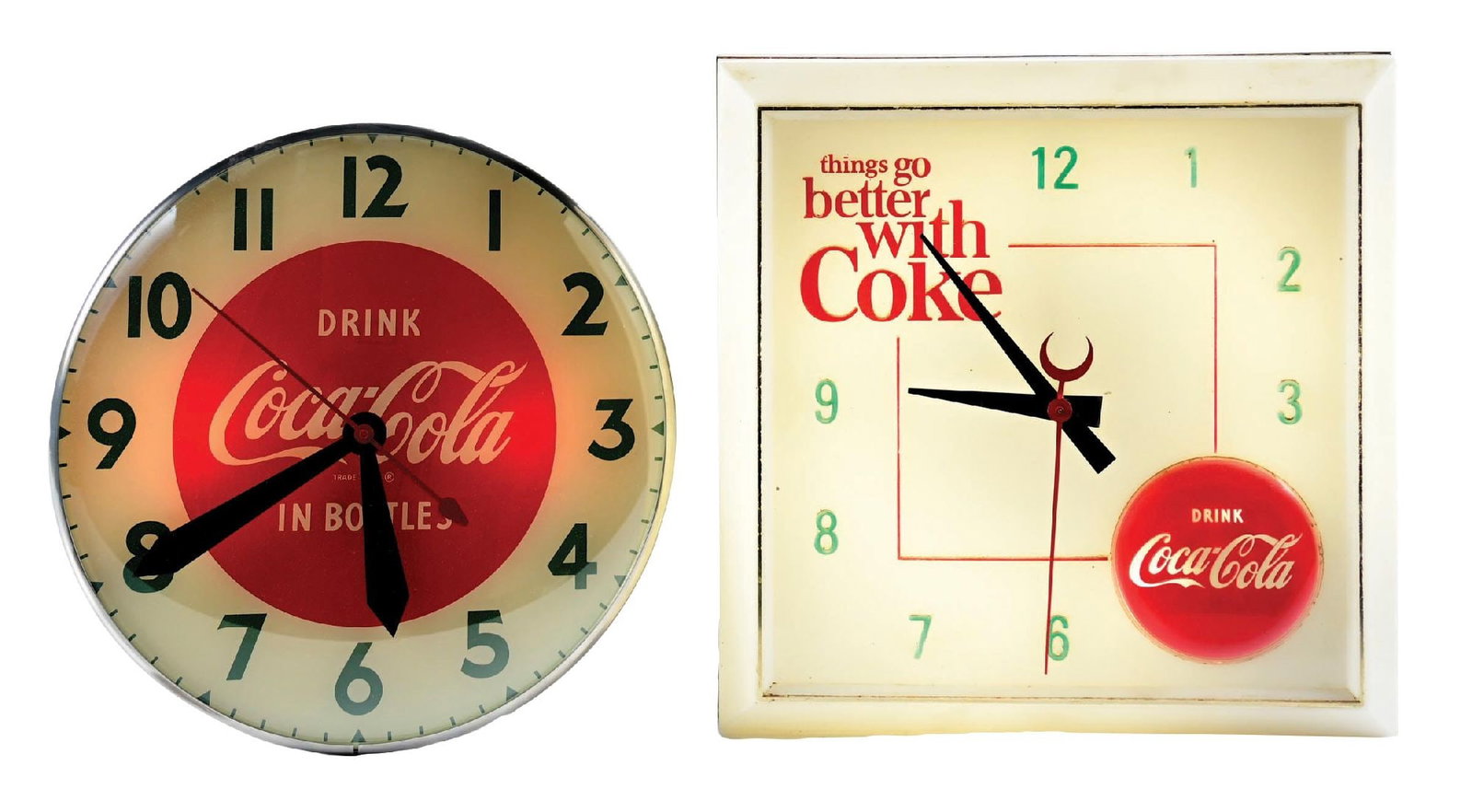 COLLECTION OF 2: COCA-COLA LIGHT UP CLOCKS (1 of 3)